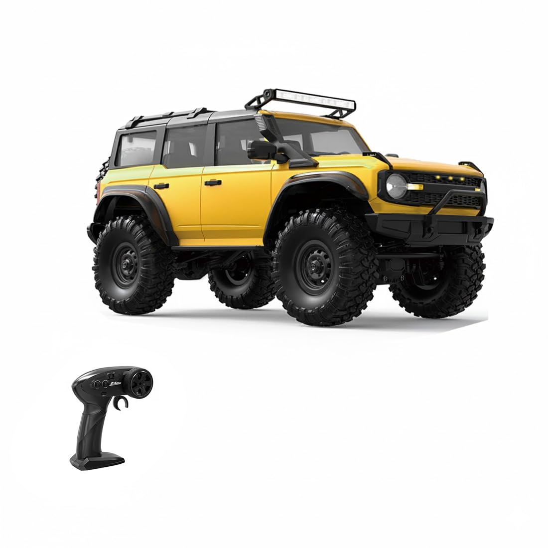 1/16 Scale RC Rock Crawler 4WD, Full Proportional Off-Road Remote Control Truck with Metal Gear Servo, Multi-Mode LED Lights, Body-on-Frame Chassis, USB Rechargeable (Yellow)