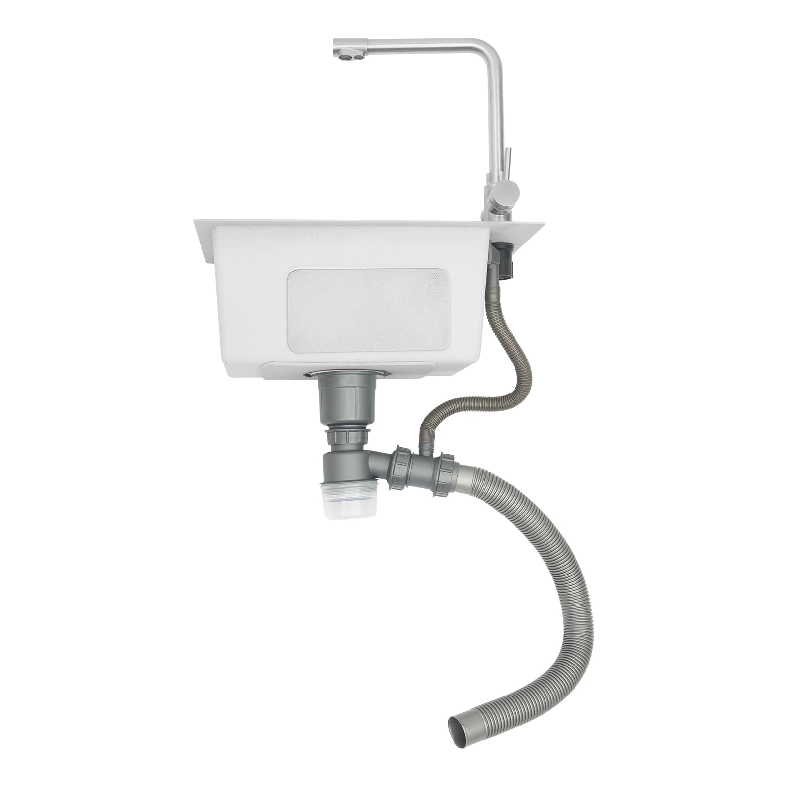 Küchenspüle 50x28 cm Edelstahl 304, Einbauspüle 1 Becken, Spülbecken Küche mit Wasserhahn, Einbau Spüle mit Ablauf-Set, Waschbecken Küche, Klein Edelstahlspüle für kleine Küchen ideal， Silber