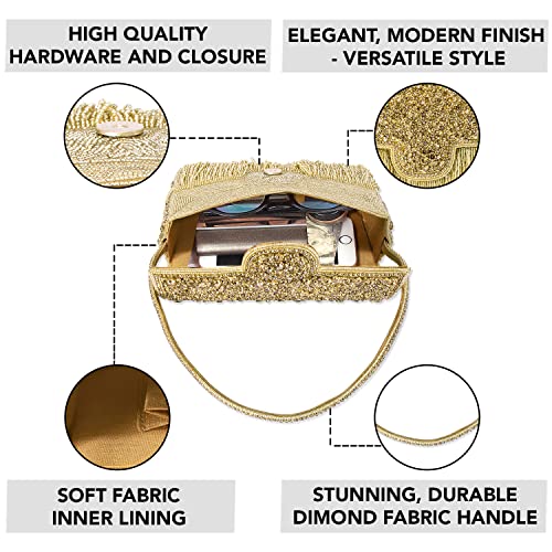 Image of Peora Black Clutch Purses for Women Stone Studded Handmade Handbags Party Bridal Clutch