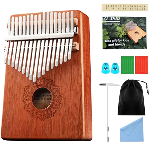 WANDGU Kalimba 17 clés : Mini Kalimba portable - Piano à pouce - Instrument de musique professionnel avec pack d'apprentissage pour enfants et adultes