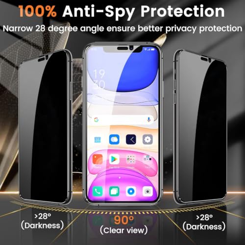 Image of Elzzi Privacy Screen Protector for iPhone Xr, Anti-Spy Shatterproof Borderless Tempered Glass 9H Hardness Bubble Free Anti-Glare Case Friendly