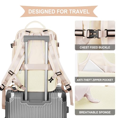 Image of coowoz Vacuum Backpack Travel with Pump,Travel Backpack with Vacuum System For Women Men,Carry On Backpack,Hiking Backpack Waterproof Outdoor Sports Rucksack Casual Daypack,30L(Vacuum pump),Beige
