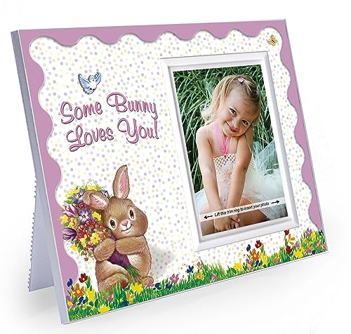 Some Bunny Loves You Easter Bunny Frame | Spring Picture Frame | Sized for Tabletop 8.25 x 7 and Holds 3.5 x 5 Photo | Easy Front-Load Photo