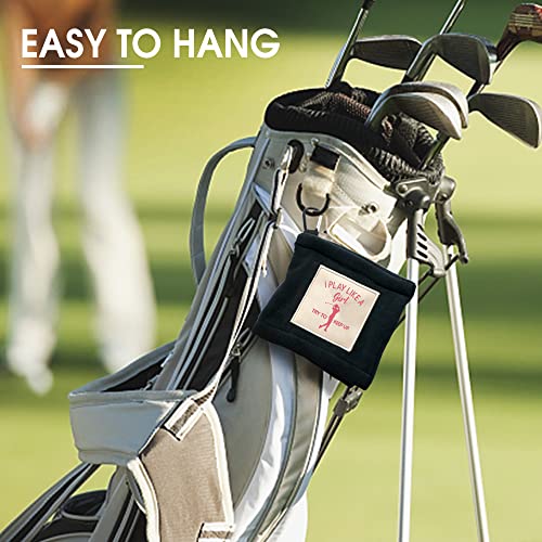 Touner Play Like A Girl Funny Golf Ball Cleaning Towel Pocket With Clip Wiping Cloth Cleaning Tool, Golf Accessories, Golf Gifts For Her,Golf Fan, Grandma,Girl, Retirement Gift #TOP3