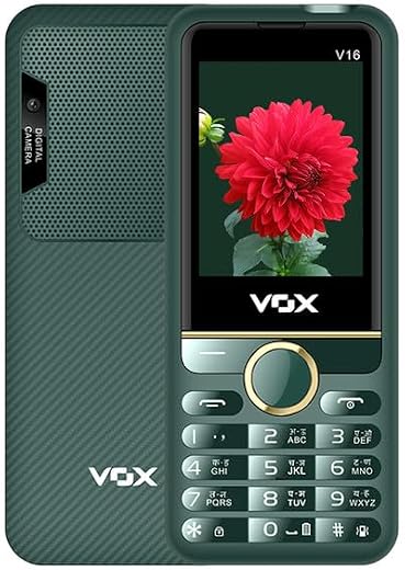 Vox V16 Feature Keypad Mobile with 2500mAh Battery, 2.4" Display, Dual SIM, FM Radio &amp; MP3 Player – Green