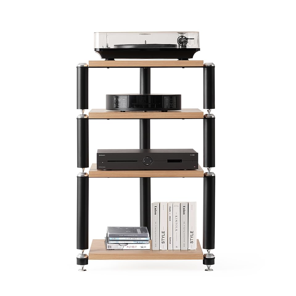 NorStone Meuble HiFi Modulaire Copenhagen Module 03 Métal Plein Chêne Capacité de Charge 50KG Pointes Contre-Pointes
