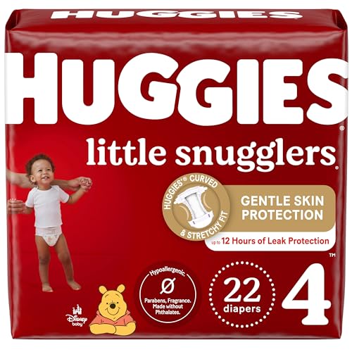 Image of Huggies Size 4 Diapers, Little Snugglers Baby Diapers, Size 4 (22-37 lbs), 22 Count, Packaging May Vary