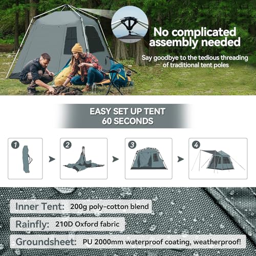 Carpa instantánea tipo cúpula para 3-4 personas con toldo removible miniatura 3