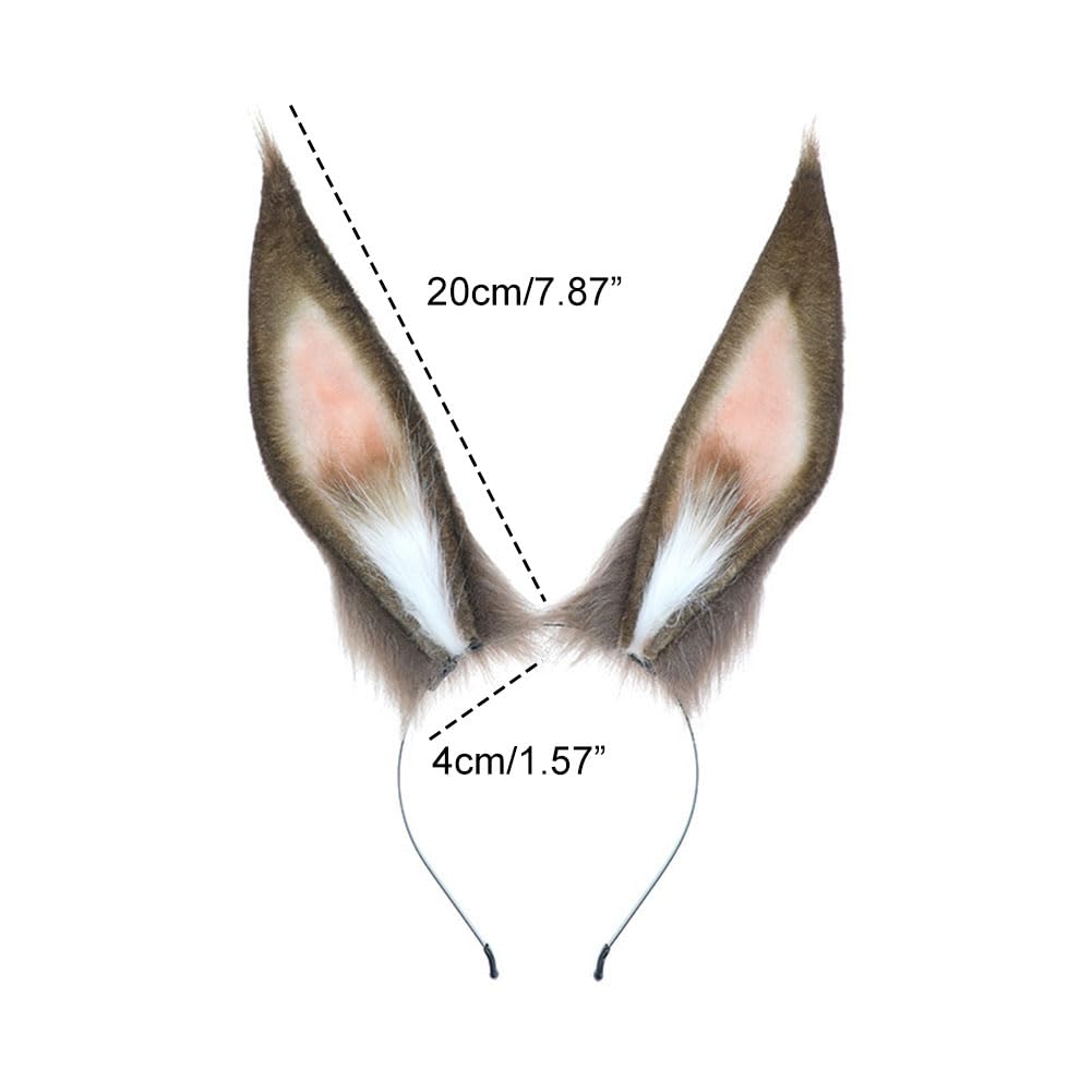 Amazon.com: ILUFAM Faux Fur Bunny Ear Headband Long Rabbit  display picture 2
