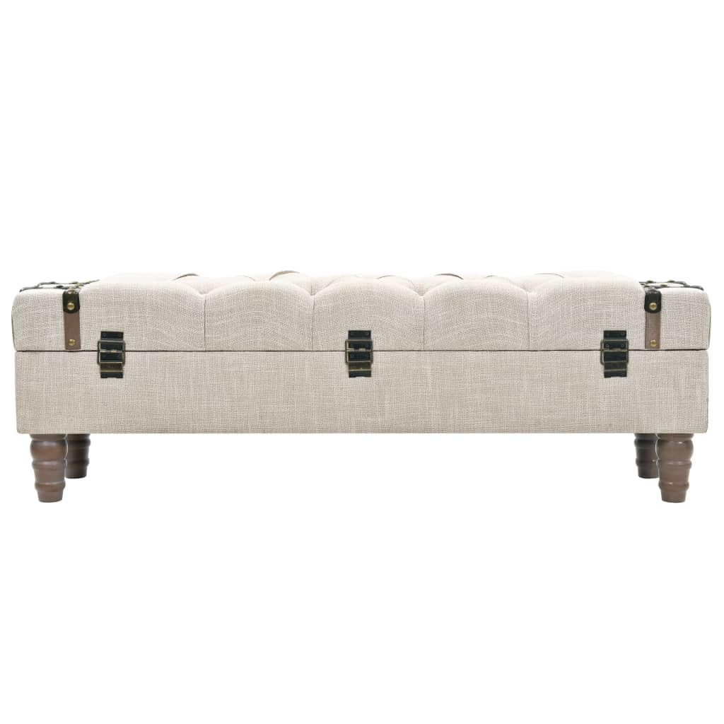 Massivholz Aufbewahrungsbank mit robustem Griff und viel Stauraum, 111 x 34 x 37 cm, gepolsterter Sitz und stabile Stahlbeine