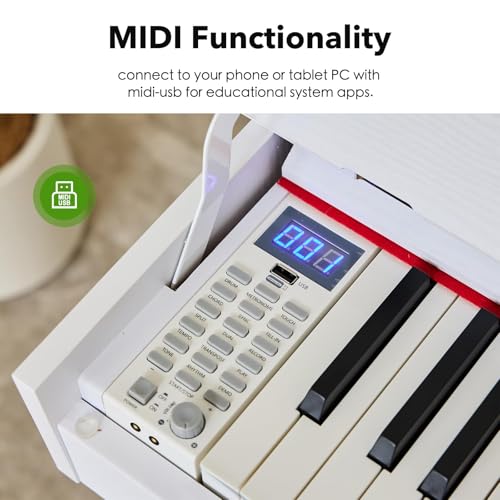 Image of Digital Piano 88 Key Weighted Keyboard,Full-Size Desk Progressive Hammer-Action Electric Piano For Beginners, With Sheet Music Stand, Pedal,Power Adapter, Headphone Mode, Usb-Mid (Pearl White)