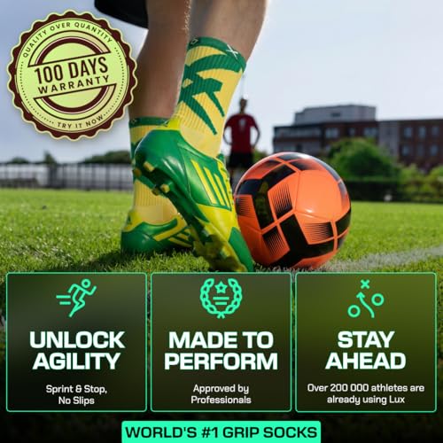 Image of Lux Dual Grip Soccer Socks for Men & Women - DualGrip Engineered for Performance & Comfort - Anti-Slip Grip Socks for Soccer