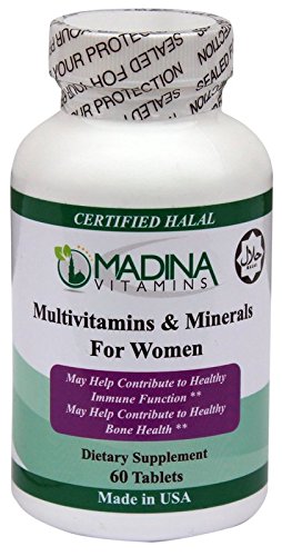 Madina Vitamins Women's Daily Multivitamins & Minerals Supplements with Biotin (60 Count) Made in USA - Halal Vitamins Madina Vitamins Women's Daily Multivitamins & Minerals Supplements with Biotin (60 Count) Made in USA - Halal Vitamins