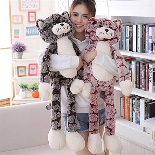 Carino Morbido Gatto Peluche Giocattolo Bella Nero Grigio Gatto Coccolone Cuscino Farcito Animale Bambola Per I Bambini Compleanno Natale Regalo Rosa 90 cm
