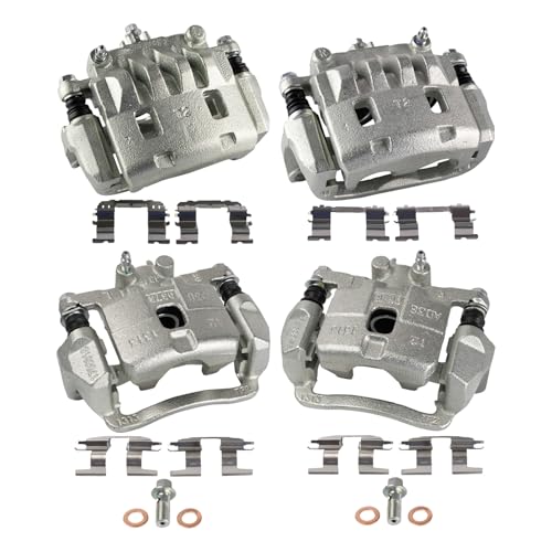 Image of TRQ Front and Rear Brake Caliper Set Zinc Coated Brackets Compatible with 2004-2008 Subaru Forester 2004-2005 Impreza