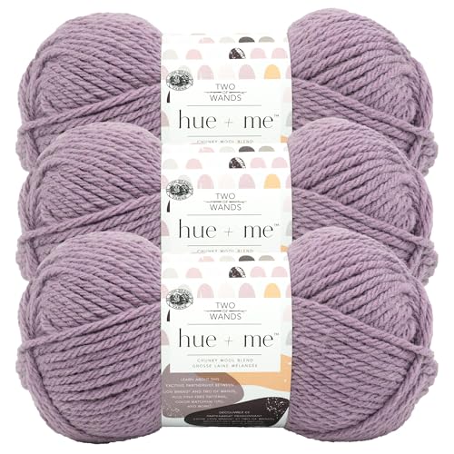 Image of Lion Brand Yarn, Hue + Me Chunky Yarn for Crocheting, Knitting, and Crafts, Hyacinth, 3 Pack
