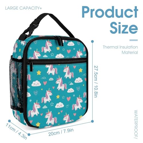 Backpack with Lunch Box & Cosmetic Bag Set Cute Unicorns (9) Bookbag Daypack Set Backpack with Lunch Bag Storage Bags4
