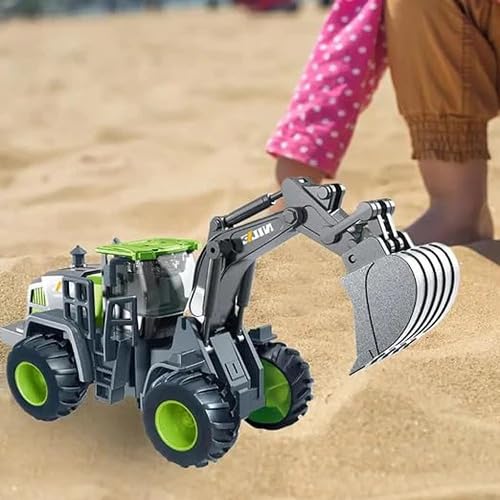 Image of Unbreakable Alloy Head Engineering Vehicle Inertial Excavator, Forklift, Bulldozer, Road Roller with Realistic Shape Models Friction Powered Construction Truck Toy Set for Kids
