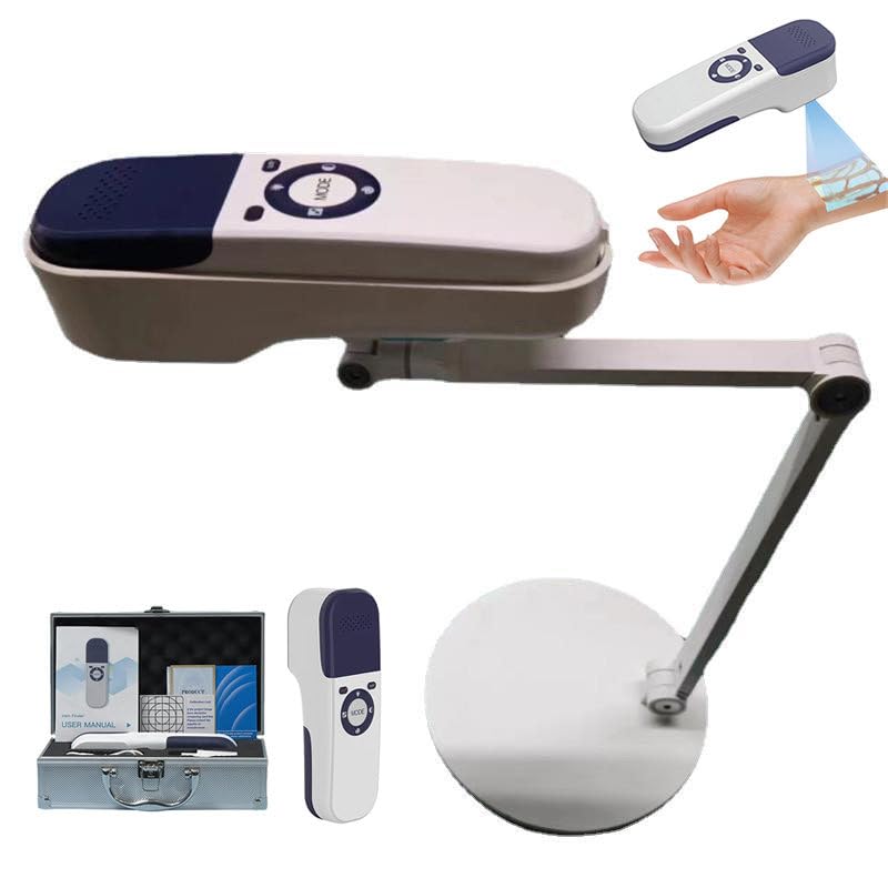 Buscador de venas portátil con soporte de escritorio y batería de 3400 mAh, dispositivo de visualización de venas por infrarrojos para visualización de imágenes venosas en la piel, caja de aleación de