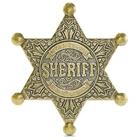 Polizeibrosche Western, Sheriff Abzeichen Aus Metall, Old West Vintage Sheriff Abzeichen, Sternförmiger Alter Stil Prop Cowboy Party Abzeichen, für Halloween Cosplay Kostüm Spiel Requisiten (A)