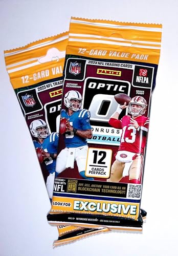 2-2023 Donruss Optic Football Trading Card Value Packs, 24 Football Cards Total