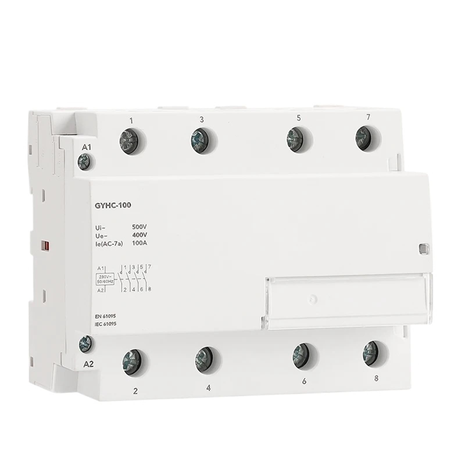 4Pole 100A AC 220V 230V 50/60Hz Haushalt AC Modulare Schütz Schalter Controller Home Hotel verwenden 1Pcs(4P 100A 4NO 230VAC)