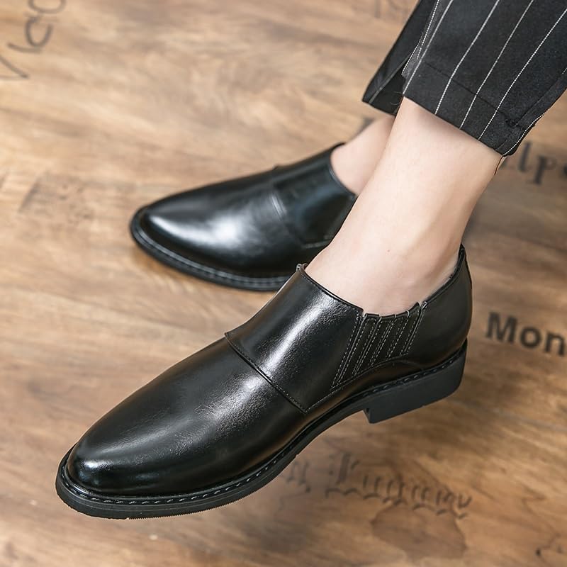 Men's Patent Leather Slip-On Oxfords Classic Casual Business Wedding Pointed-Toe Fashion Dress Loafers Shoes2