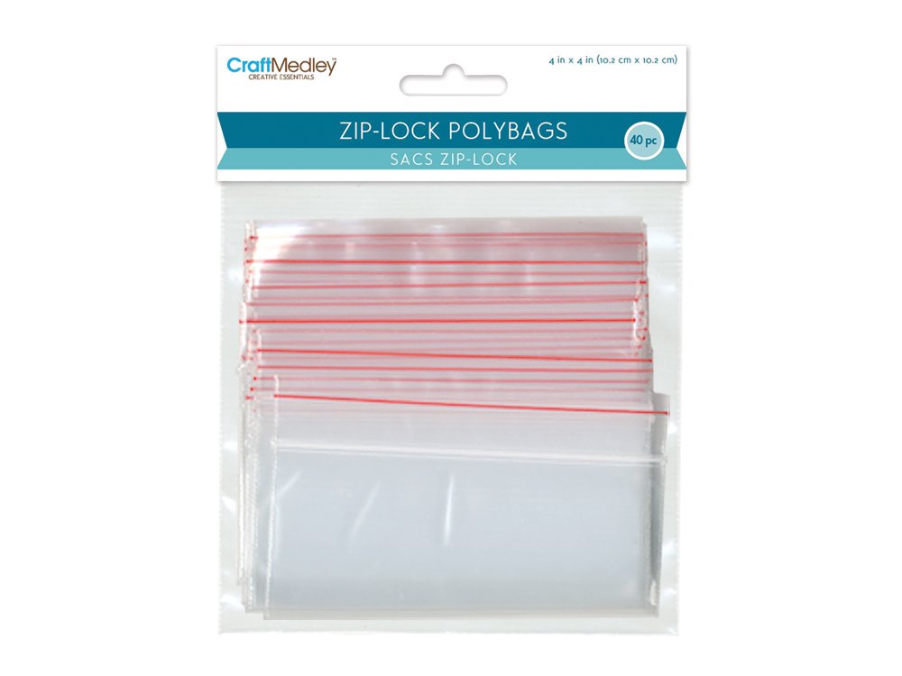 Craft MedleyPB008 Zip-lock Polybags, 4in by 4in, 40-Piece