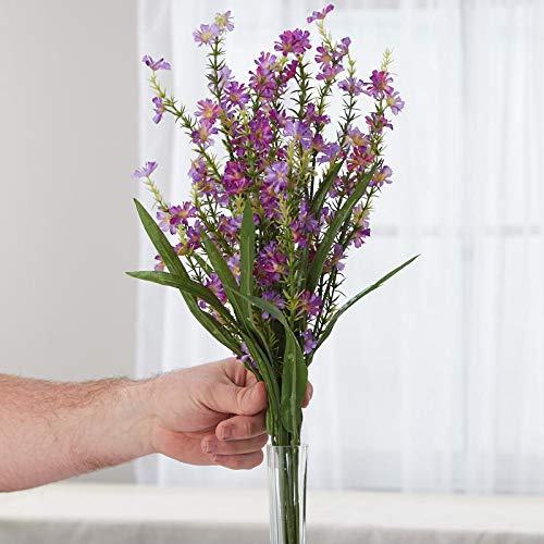 Factory Direct Craft Hues of Purple Vinyl and Poly Silk Wildflower and Grass Floral Spray | for Indoor Decor