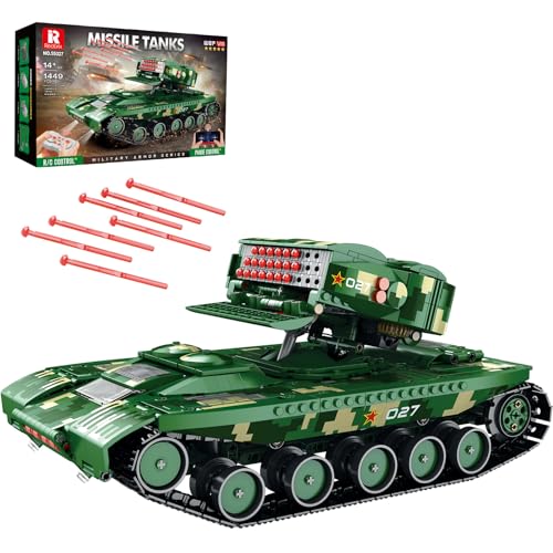 Reobrix - Jeu de Construction de Chars d'assaut Lance-Missiles pour Adultes, Maquette de Char Militaire, kit de Jeu de Construction STEM pour Adultes - 55027