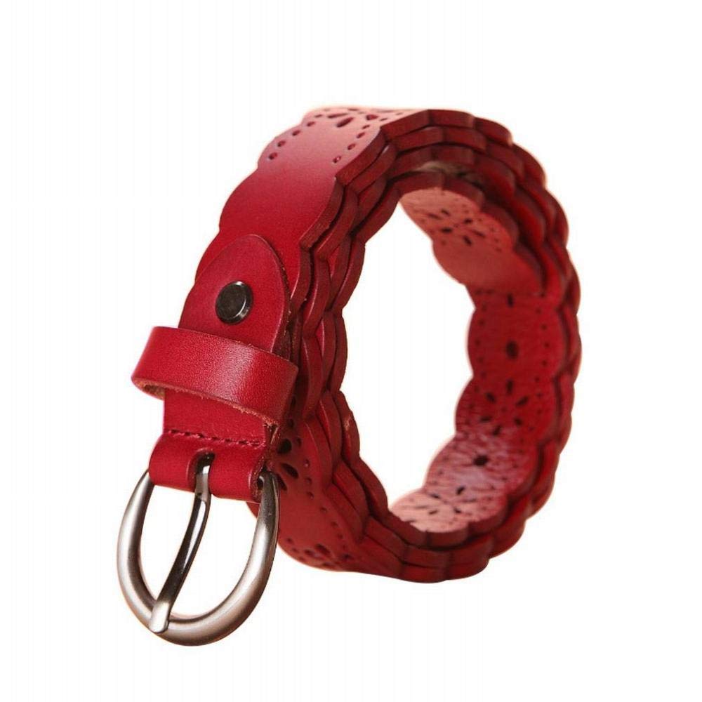 Ceinture femme cuir rouge MU finir avec les accessoires fragiles qui craquellent