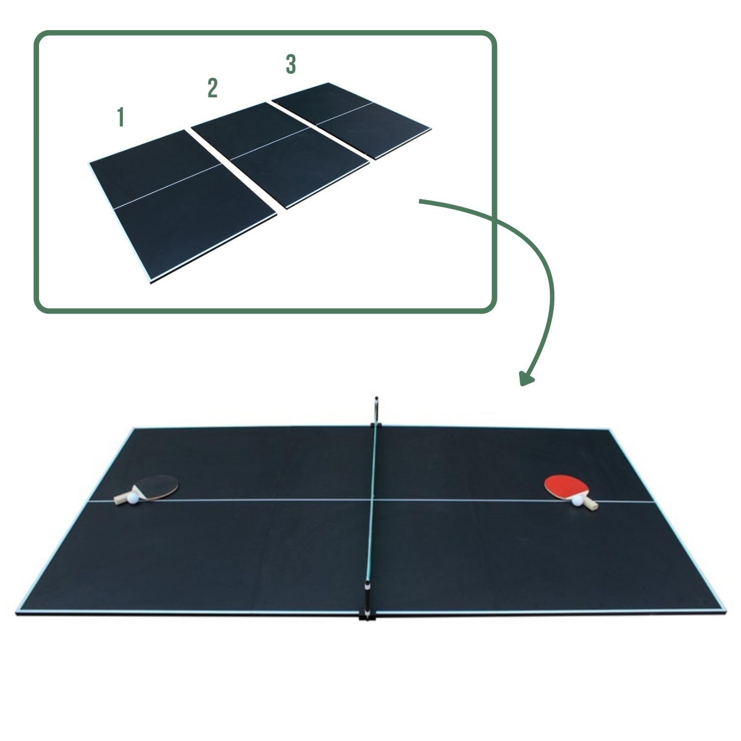 SOKKER Plateau de Ping-Pong Pliable en 3 Panneaux, 208 x 112 cm, avec Filet, Raquettes et Balles