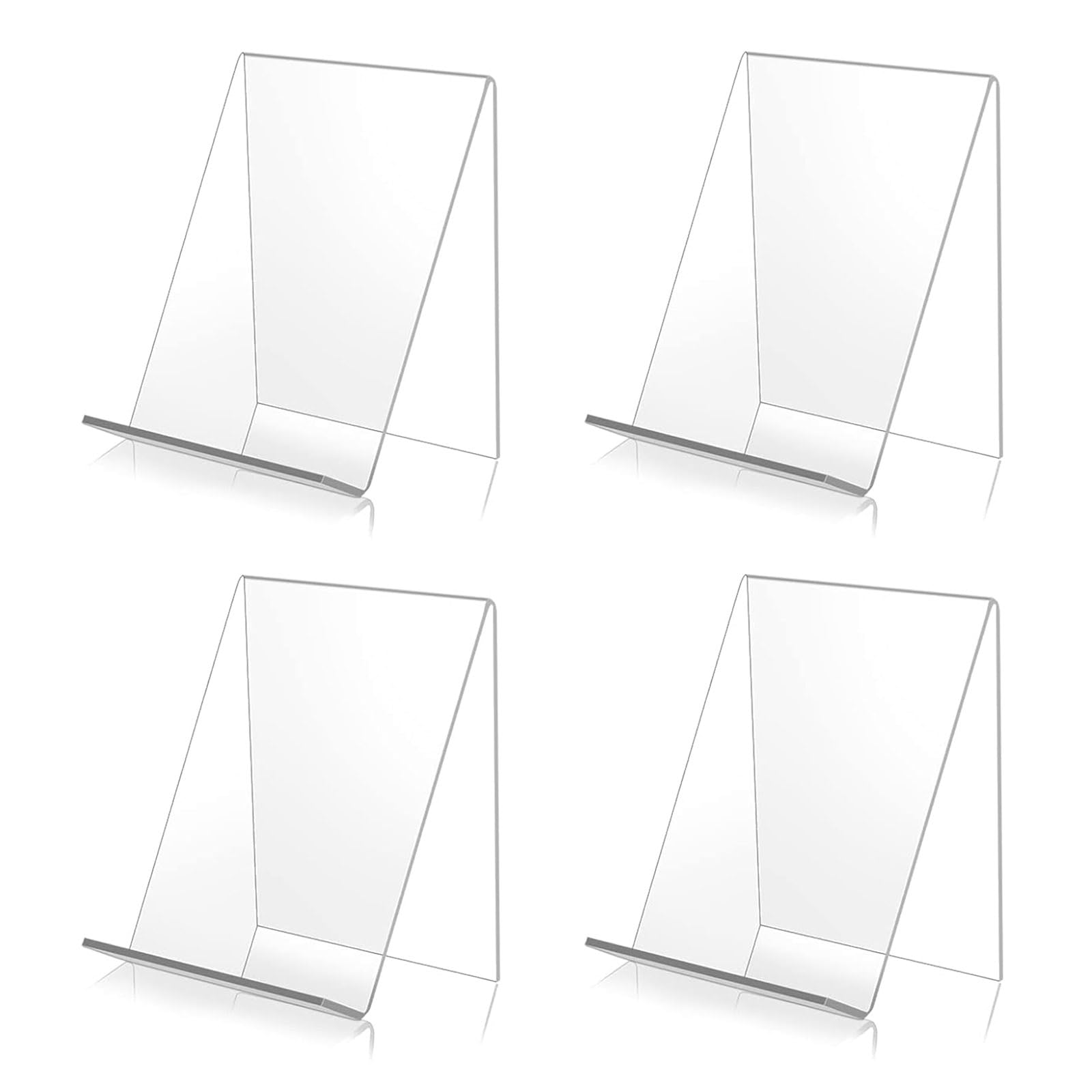 Bymivofun 4 Piezas Soporte acrílico para Libros, Transparente Slant Brochure Holder, Expositor de Libros de acrílico Transparente para teléfonos, Carteles, folletos, Carteles de menú, revistas