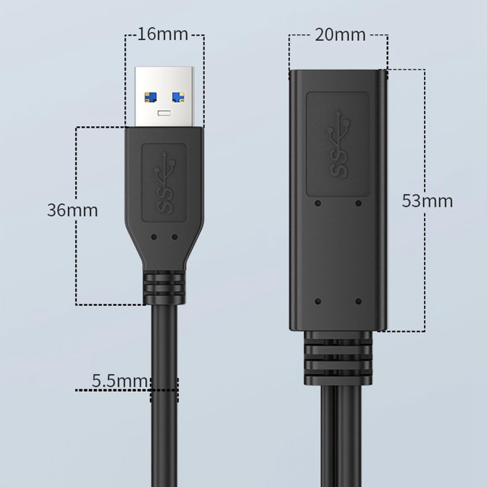 Kabel przedłużający USB 3.0 męski do, aktywny przedłużacz USB ze wzmacniaczem sygnału 49,2 stopy/15 metrów, staranna produkcja i