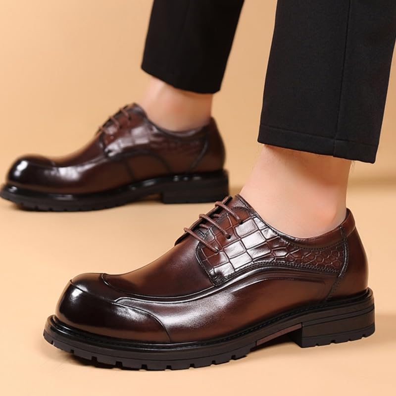 Mens Derby Shoes Slip-ons Comfortable Tuxedo Shoes Formal Derby Shoes Walking(Brown,10)3