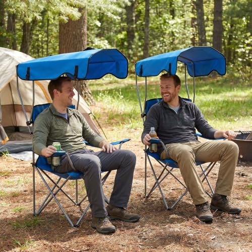 Silla Plegable de Camping Portátil con Dosel, Tela Oxford 600D, Resistente para Exterior, con Sombra Solar, Porta Vasos y Bolsillo de Almacenamiento, para Camping, Playa, Pesca, Picnic y Eventos Deportivos miniatura 2