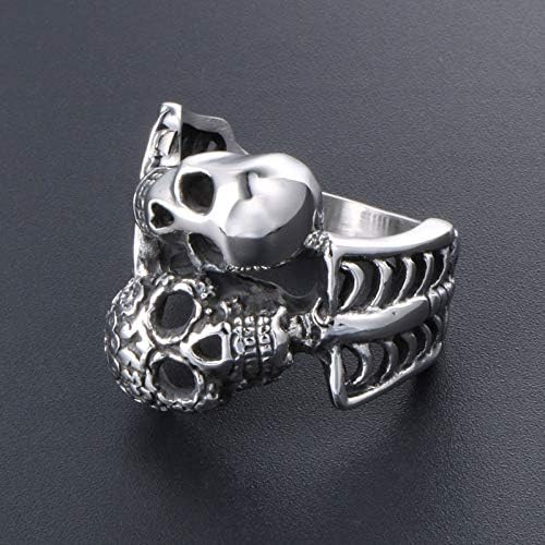 Vintage Gothic Skull Ring Size 11 Dia De Los Muertos Skull Men Women Stainless Steel Punk Biker Ring for Dad Grandpa Birthday Jewelry Gift - Image 4
