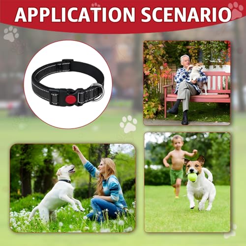 2 Stück Hundehalsband, Nylon Reflektierendes Hundehalsband Paracord Halsband Hund Verstellbare und Reflektierend Wasserfest 2cm Breite für kleinen Training Schwarz (28-38cm)
