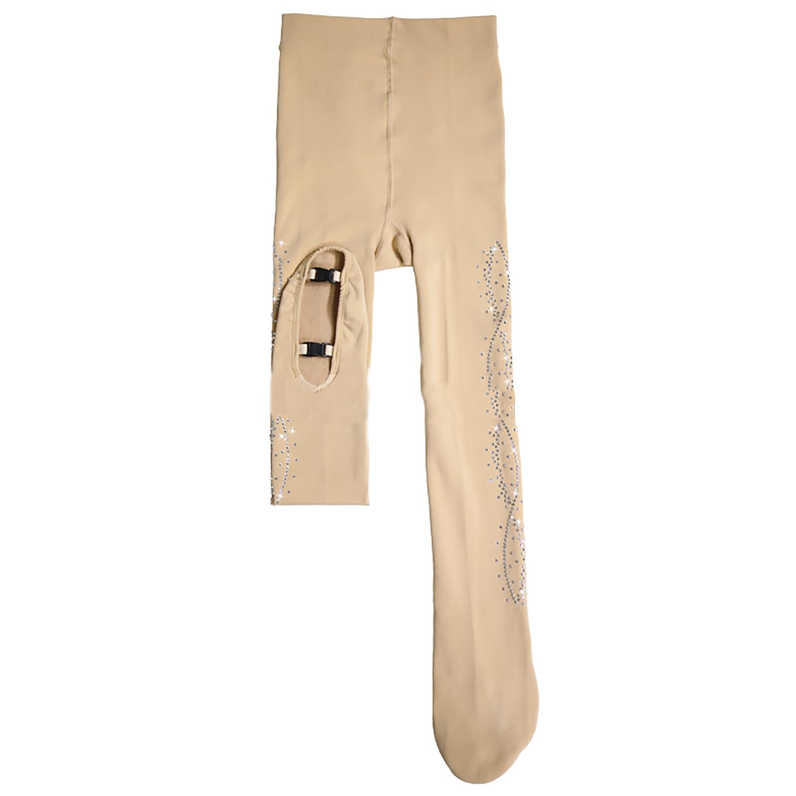 Collant Bambina Pattinaggio Artistico Ginnastica Artistica Skating Calze per Sport Pantaloni da Pattinaggio sul Ghiaccio(Size:S,Color:Pelle)