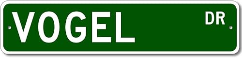 Letrero de metal con apellido de Vogel Drive Street Sign Tamaño 4 x 16 pulgadas