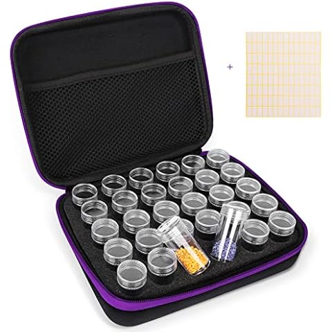MACTING 30 Slots Diamond Art Storage Box,Diamond Painting Storage Case for Diamond Painting Accessories Organizer,Portable Bead Jewelry Diamond Art Case for DIY Art Craft Cover