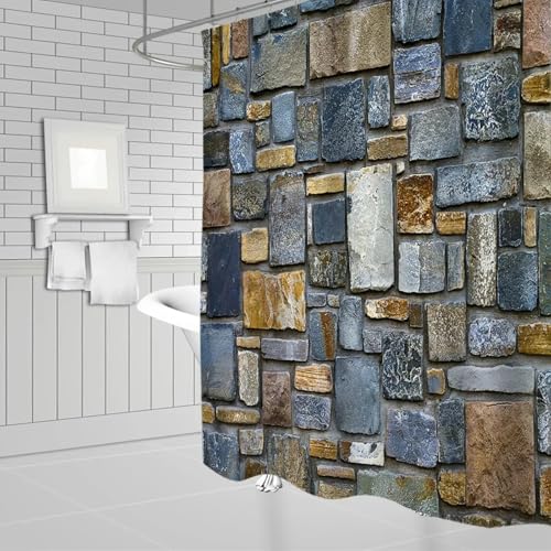Rideau de douche imperméable brique rouge pour stopper les éclaboussures et décorer la douche - 3