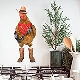 Funny Chicken Sticker Chicken Man Wall Decals Peel and Stick Vinyl Rooster Cock Sticker for Funny Room Wall Decor Kitchen Bathroom Bedroom Decoration