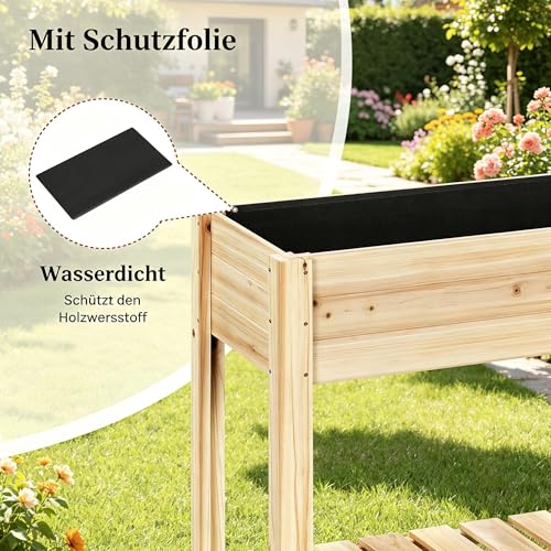 Jardinera de madera para hierbas y verduras con espacio de almacenaje 4