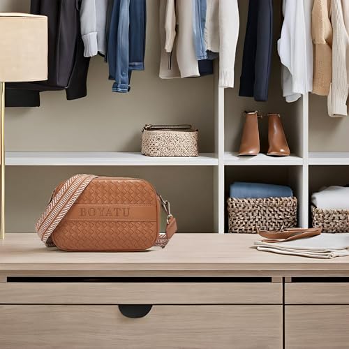 BOYATU Woven Crossbody Bag for Women: Vegan Leather Purse - Small Shoulder Bags for Ladies - Trendy Purses with Wide Strap3