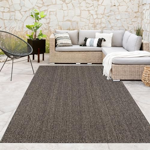 Paco Home Indoor & Outdoor Teppich für Wohnzimmer, Balkon, Küche & Flur geeignet - im natürlichem Jute Look Einfarbig Robust Wetterfest Naturtöne, Grösse:240x340 cm