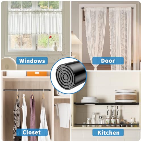Image of AIZESI 4 Pack Tension Rods for Windows 26.5 to 36 inch, Adjustable Expandable Pressure Spring Curtain Rods No Drilling, Curtain Rods for Kitchen Curtains, Closet, Door, Black