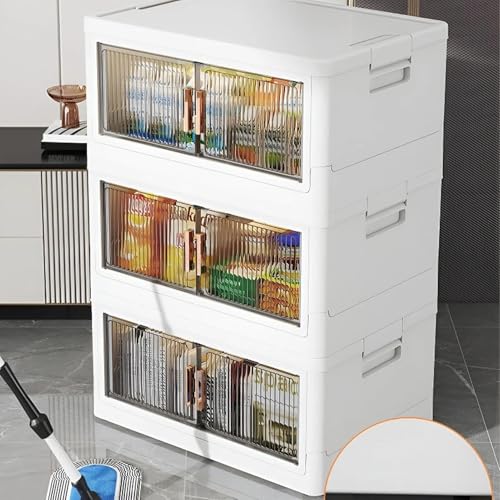 Grand cube de rangement pliable boîte plastique empilable avec portes - 7