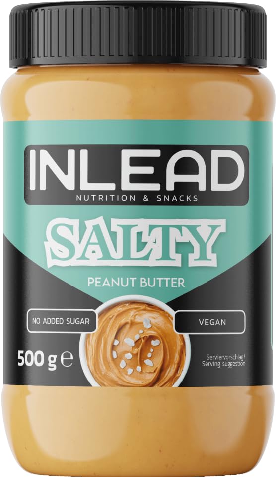 INLEAD - Peanut Butter | Mantequilla de cacahuete cremosa y sin azúcar, sin aceite de palma | Rica en proteínas | Aperitivo ideal para picar entre horas - 500g (Salty)