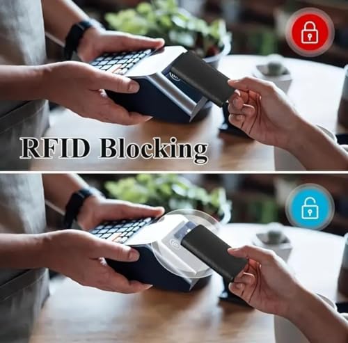 card wallet Blocking Slim Metal Wallet - Card Cases with Carbon Fiber, Pop-Up, Minimalist Design, Small Black Unisex Durable, Thin, and Stylish Credit Card Holder4